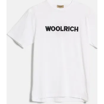 Pánské tričko TRIČKO WOOLRICH EMBROIDERED LOGO T-SHIRT BRIGHT WHITE