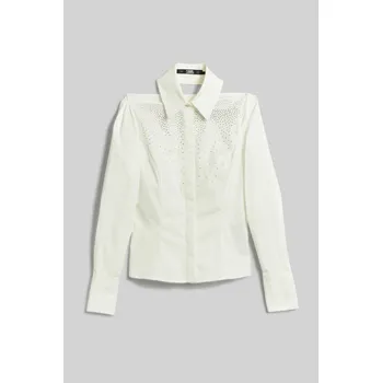 Dámská košile KOŠILE KARL LAGERFELD FITTED RHINESTONE SHIRT WHITE