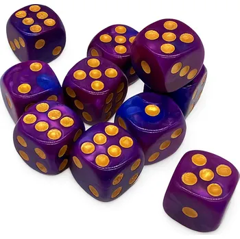Hrací kostka Hrací kostka fialovo-zlatá 10ks