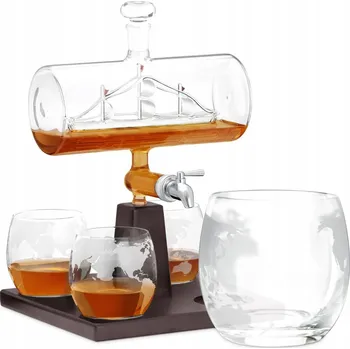 Sklenice Sada Murrano : loď karafa na whisky + 4 sklenice 1 l