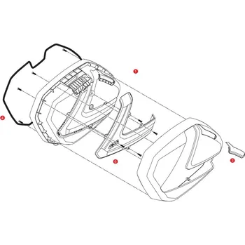 Zavazadlo na motocykl Z3702A900Dxr kryt víka kufru V 37 (šíp), pravé, stříbrné lakované