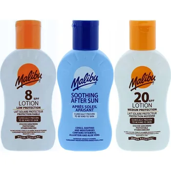 Přípravek na opalování Sada na opalování Malibu Travel Pack - Balzámy SPF8, SPF20 a balzám po opalování SPF20