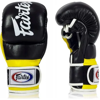 Rukavice MMA RUKAVICE FAIRTEX FGV18 "Super Sparring" (černo/žluto/bílé lemování) - L