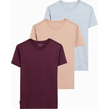 Pánské tričko Ombre BASIC 3-pack cotton t-shirt set Ombre tmavě červená 2853757