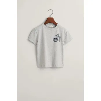 Dívčí tričko TRIČKO GANT G DOG PRINT T-SHIRT LIGHT GREY MELANGE