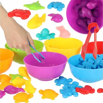 Dřevěná hračka Mořská zvířata – vzdělávací hračka Montessori pro výuku počítání, 36 kusů