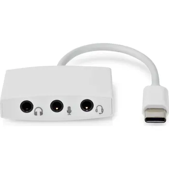 Elektrická zásuvka NEDIS USB-C™ Adaptér | USB 2.0 | USB-C™ Zástrčka | 3,5 mm Zásuvka | 0.10 m | Kulatý | Poniklované | ABS / PVC | Bílá | Box