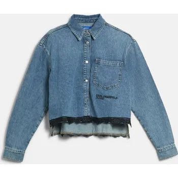 Dámská košile KOŠILE KARL LAGERFELD JEANS KLJ BOXY LACE SHIRT WASHED BLUE