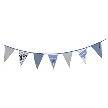 H&L Závěsná dětská dekorace 260cm, girlanda z vlajek, modrá