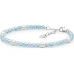 Gaura Pearls Náramek s akvamarínem a perlou Eulalia, stříbro 925/1000 232-37B Modrá 17 cm + 3 cm (prodloužení)