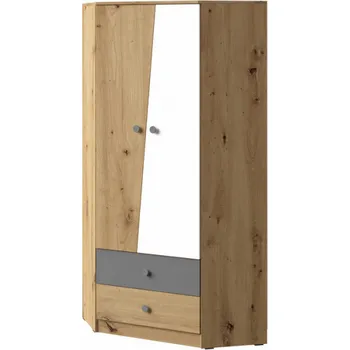 Šatní skříň Domel Skříň rohová NERO MAT 2 Dvířka Nero: Artisan + bílá