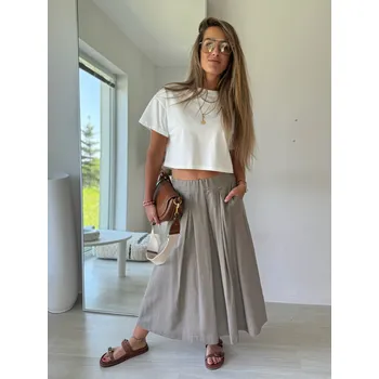 Dámské šaty Mishel Lněná sukně mocca Velikost: UNI