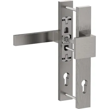 sada klika - koule se štítkem, hliník - dveřní kování, sada klika/pevná koule, rozteč 92 mm, hřídel 160 mm, broušený elox