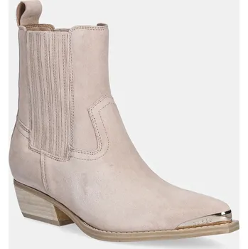 Dámská zimní obuv Semišové kovbojské boty Guess LANNA2 dámské, béžová barva, na podpatku, FLTLN2 SUE10 FLTLN2.SUE10.NATU 02X, EUR 37