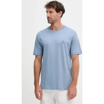 Pánské tričko Bavlněné tričko Marc O'Polo pánské, modrá barva, s potiskem, 526201251128 95X, vel. S