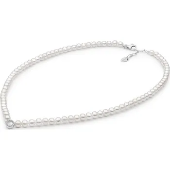 Náhrdelník Gaura Pearls Luxusní perlový náhrdelník se zirkony Astrid - stříbro 925/1000 232-55 40 cm + 3 cm (prodloužení) Bílá