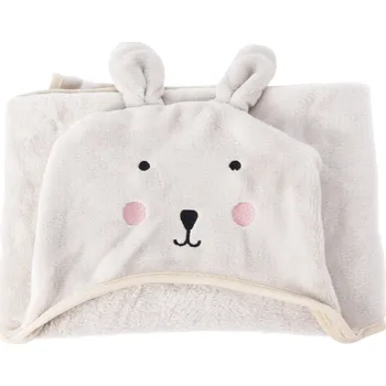 deka H&L Dětská fleecová deka Králík s kapucí 70 × 100 cm, béžová