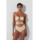 PLAVKY KARL LAGERFELD KARL DNA STRAPLESS SWIMSUIT BEIGE/GOLD