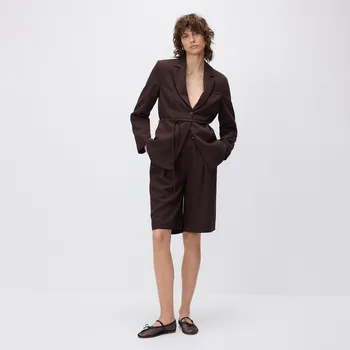 Reserved - LADIES` SHORTS & BELT - tmavě hnědá - 470FM-89X - 470FM-89X-40