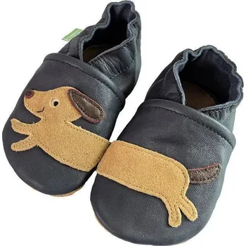 Kojenecké oblečení Hopi Hop Kožené capáčky Barefoot Vel. XL (18-24 měs.) Pejsek Longi