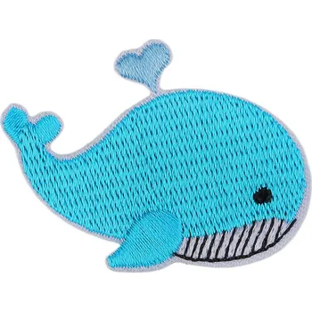 Nažehlovačka velryba, žába, sova, koník modrá azuro 10 ks