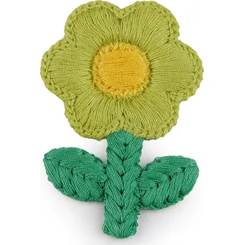 Vyšívaný květ 3,8x6 cm zelená sv. 10 ks