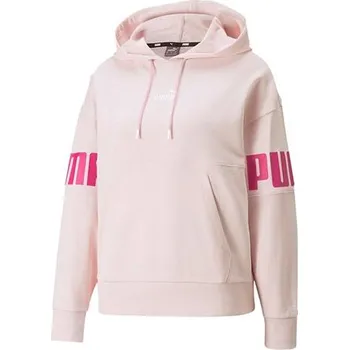 Dámská mikina Dámská mikina Puma Power Colorblock - Power Colorblock – pohodlná sportovní dámská mikina s kapucí Puma s výrazným potiskem loga na rukávech, světle růžový design.