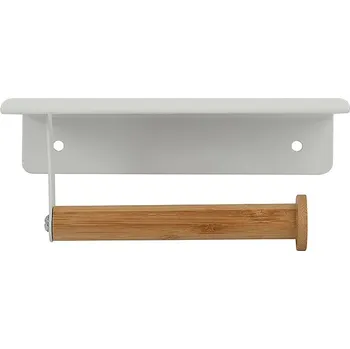 Spirella Držák na toaletní papír TAREK, ocel, bambus, bílý