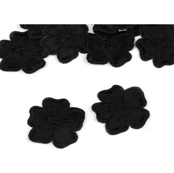Nažehlovačka vyšívaný květ černá 10 ks