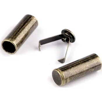 Kovová koncovka na šňůru dvoudílná s pojistkou Ø6 mm staromosaz 20 ks