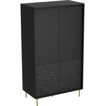 Šatní skříň Moderní černá šatní skříň Afir s policemi a tyčí do ložnice 90 cm minimalistická