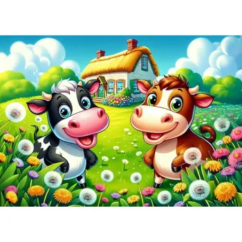 Puzzle ART Šťastné kravičky 25 dílků