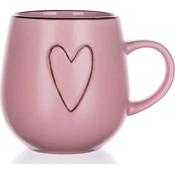 Hrnek keramický HEART 500 ml, růžový