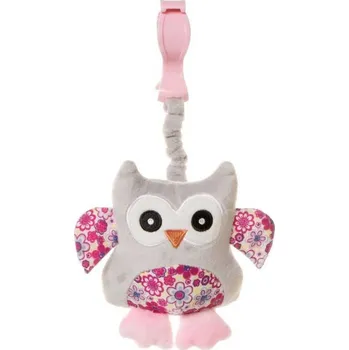 Hračka pro psa Závěsná plyšová hračka s pískátkem - sova - růžová