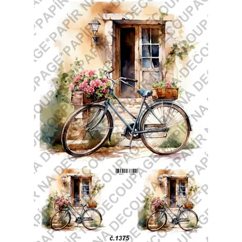 Umělecký papír Rýžový a soft papír na decoupage - Kolo na zápraží - KB01375 Materiál: Soft, Rozměr: A4