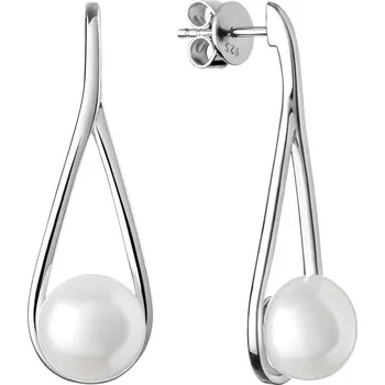 Náušnice Gaura Pearls Stříbrné náušnice s řiční perlou Rebecca, stříbro 925/1000 SK20222E Bílá