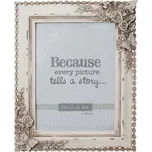 Krémový fotorámeček s květinami a motýlky – 15x20 cm