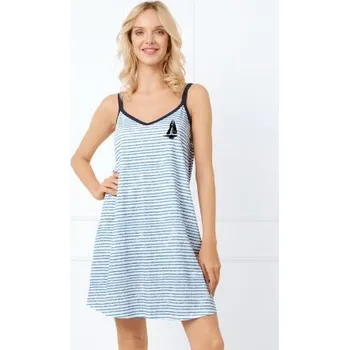 Dámská noční košile Noční košilka na ramínka Italian Fashion Flota - bavlna Světle modrá 2XL