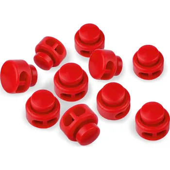 Brzdičky s dvěmi dírkami 13x15 mm kulaté červená 10 ks