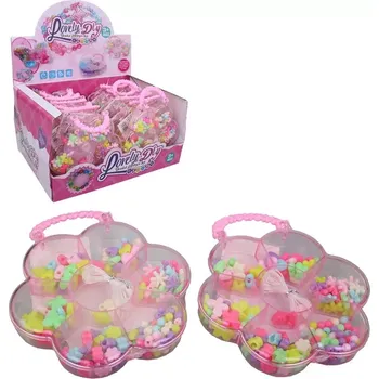 Dětské navlékací korálky 15806 - Korálky, kytka v boxu 12 kusů