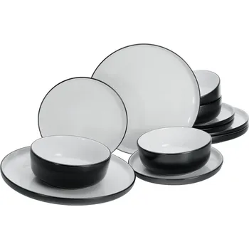 Talíř Creatable Nordic Cool Black 12dílná sada talířů