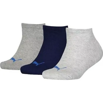 Dětské kotníkové ponožky Puma Invisible 3P - Invisible, 3 páry v balení – pohodlné dětské kotníkové ponožky Puma v černé, tmavě a světle šedé barvě. - 3481396
