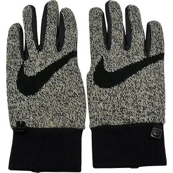 Rukavice Běžecké rukavice Nike Dri-FIT - Běžecké pletené rukavice Dri-FIT se silikonovým potiskem na vnitřní straně od značky Nike, provedení šedo/černé.