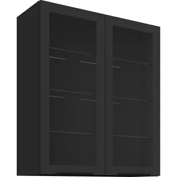 Kuchyňská skříňka Vysoká horní prosklená skříňka Arona - černý mat