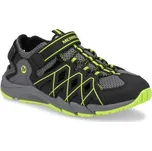 Dětská obuv Merrell Hydro Quench Grey/Black/Lime - Dětské boty vhodné i do vody Hydro Quench od značky Merrell, šedo/černé provedení s neonově zelenými detaily.