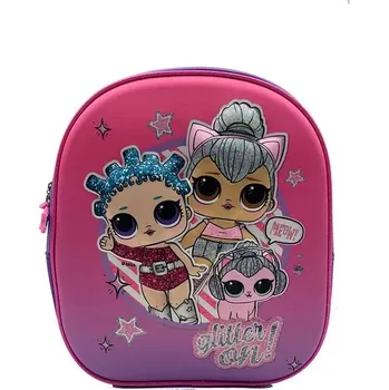 Kabelka Batoh dětský holčičí L.O.L. třpytkový 29x33cm plastický 3D motiv