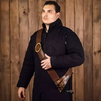 Výprodej Kožený bandalír na meč s masivní mosaznou přezkou - Outlet