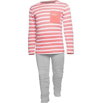 Dívčí noční košile Dětské pyžamo Tufte Sugar Coral Stripes - Sugar Coral Stripes - pohodlné dětské pyžamo Tufte, korálové pruhy a šedé provedení. - 3322377