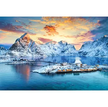 Puzzle Castorland Sunrise on Sakrisøy Lofoten Norsko 1000 dílků