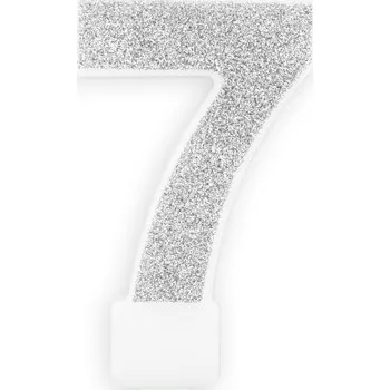 Karnevalový kostým Narozeninová stříbrná glitrová svíčka číslo 7